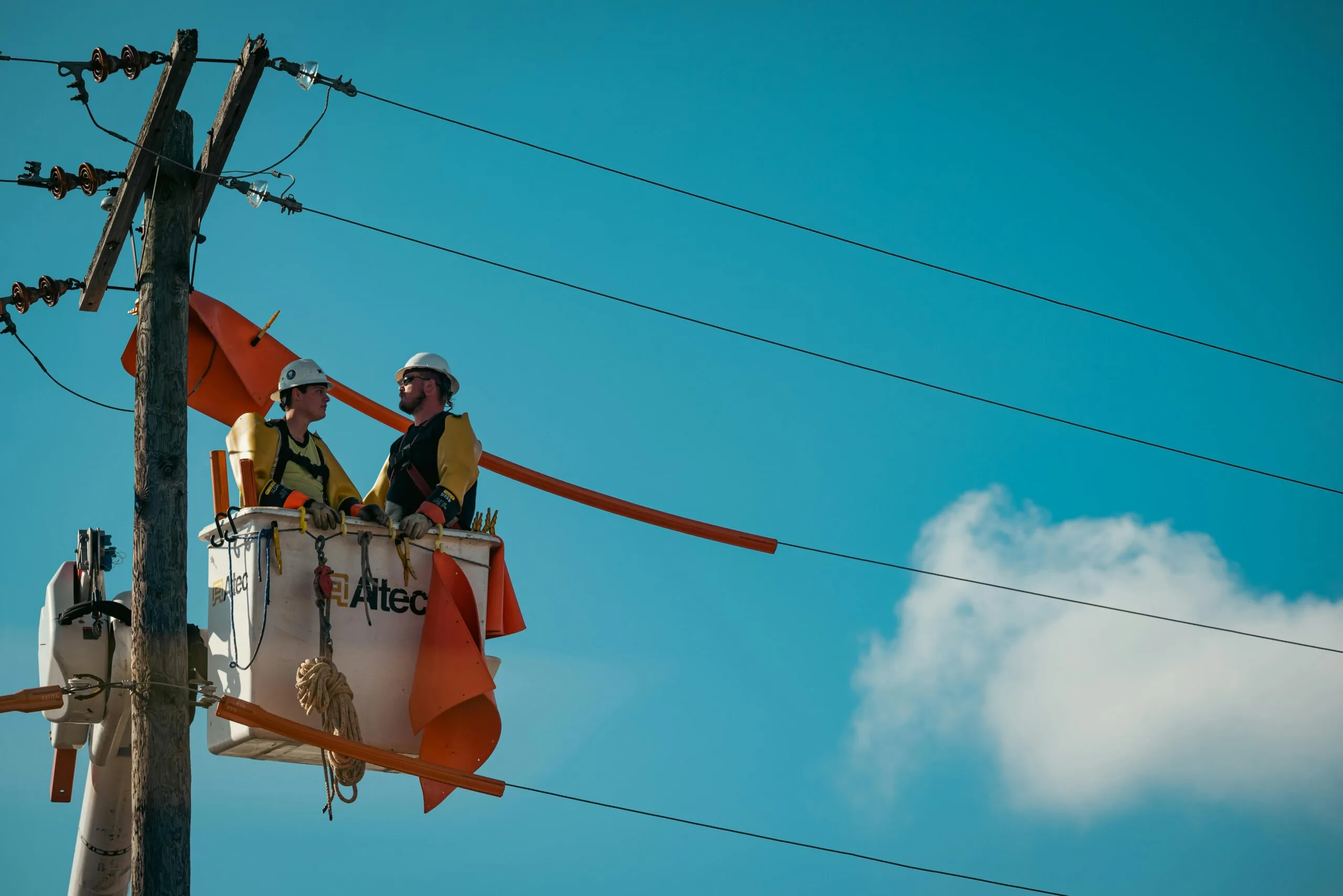 Utility crew working on electrical infrastructure
