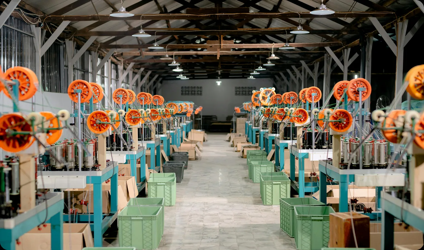 Manufacturing floor with industrial machinery