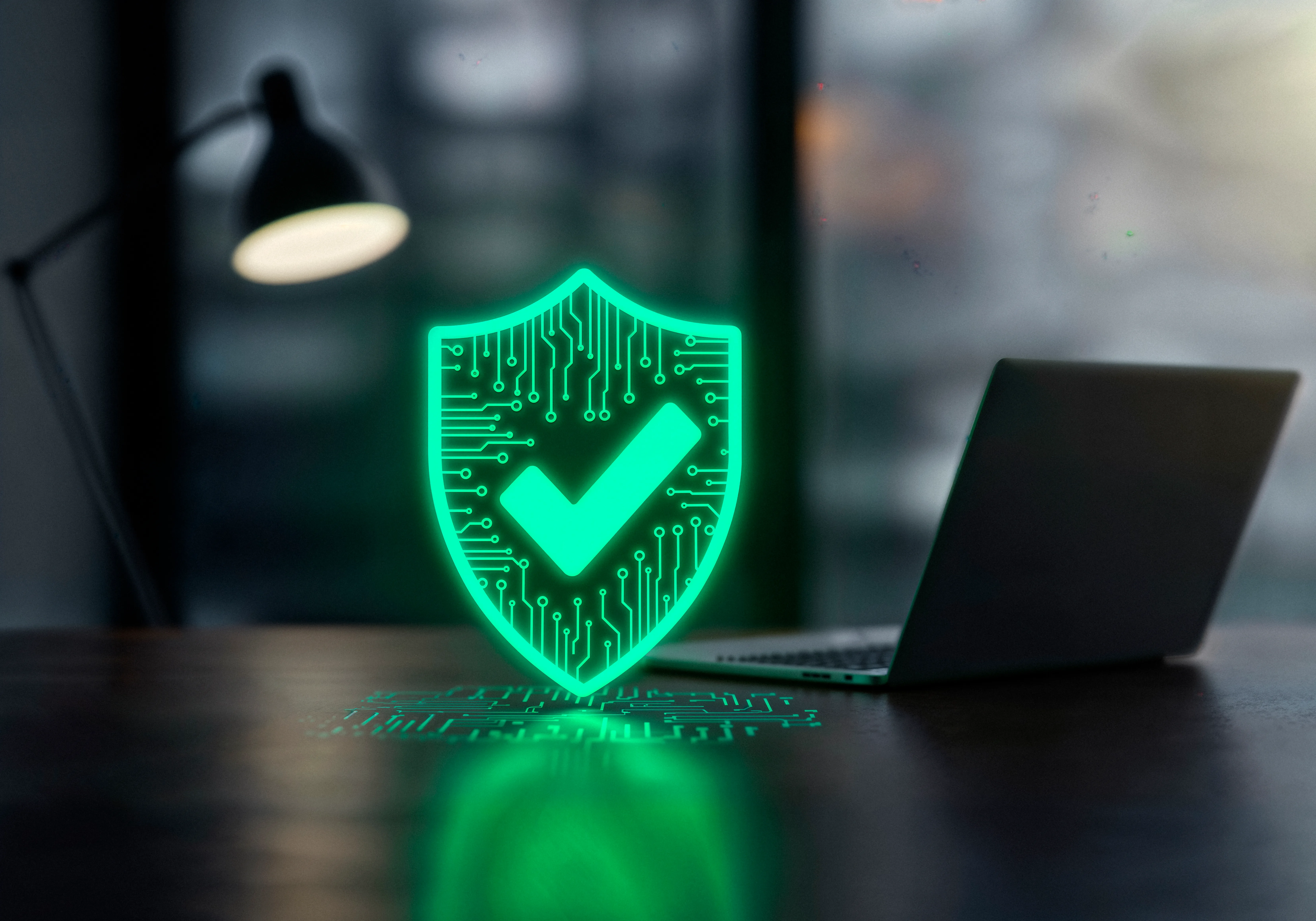 Cybersecurity shield protecting client data