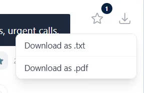 Real download menu from the Logistics AI Agent chat, offering to download the answer as .txt or .pdf